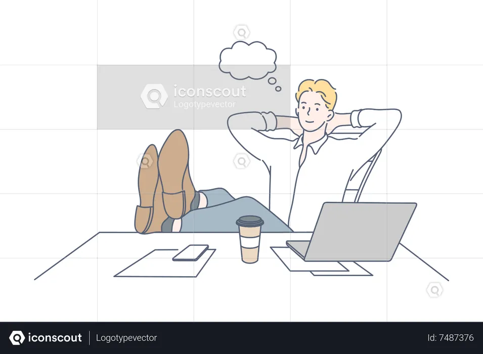 Empresario descansando en el trabajo  Ilustración