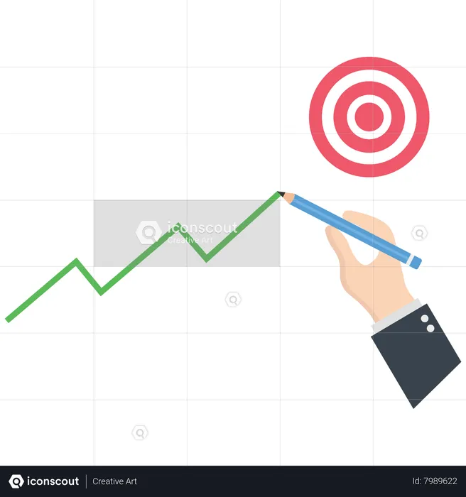 Empresário desenha um gráfico para o alvo  Ilustração
