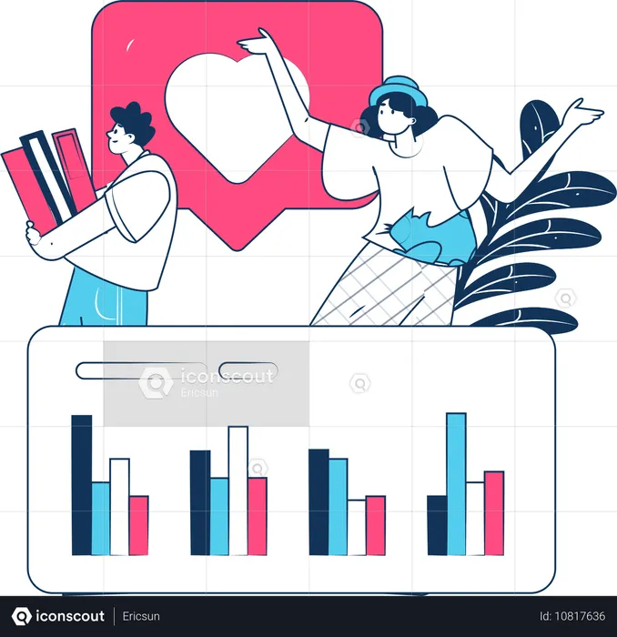 Empresario discutiendo gráficos de crecimiento  Ilustración