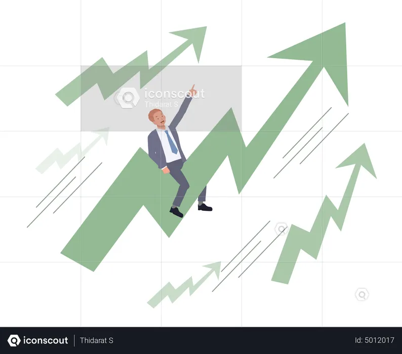 Empresario disfrutando de la tabla de crecimiento  Ilustración