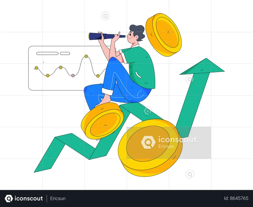 Empresário em busca de oportunidades de negócios  Ilustração