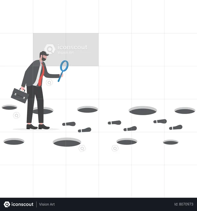 Empresário em busca de táticas e planos de negócios  Ilustração