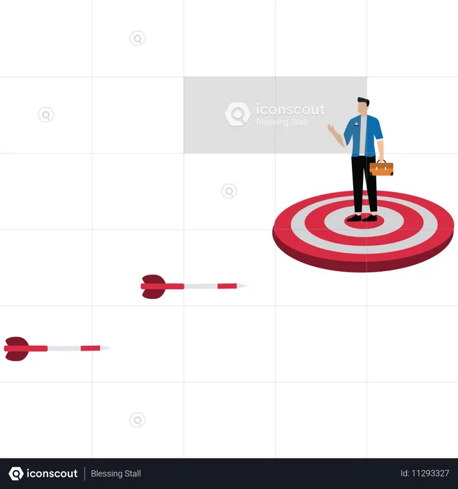 Empresário em pé no alvo  Ilustração