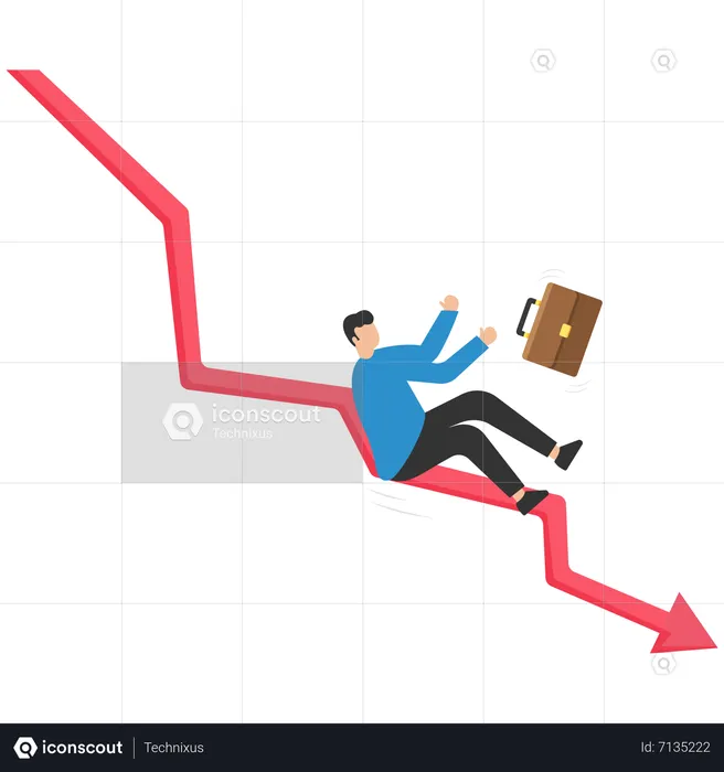 Empresário caindo em recessão  Ilustração