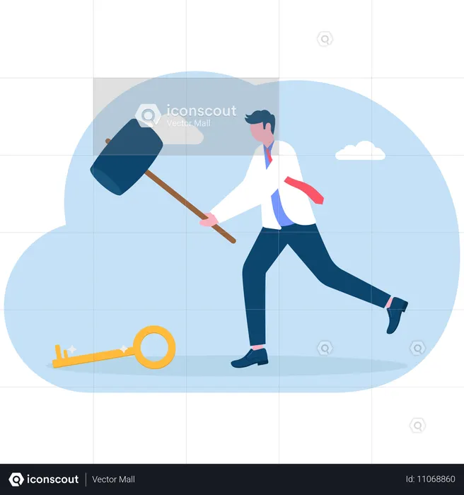 Empresário encontrando a chave do negócio  Ilustração