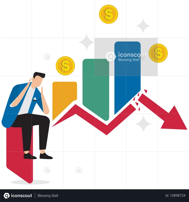 Empresário enfrenta fracasso de investimento empresarial  Ilustração