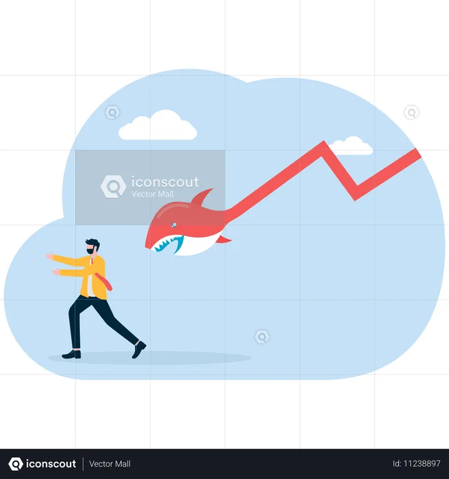 Empresário enfrenta risco financeiro  Ilustração