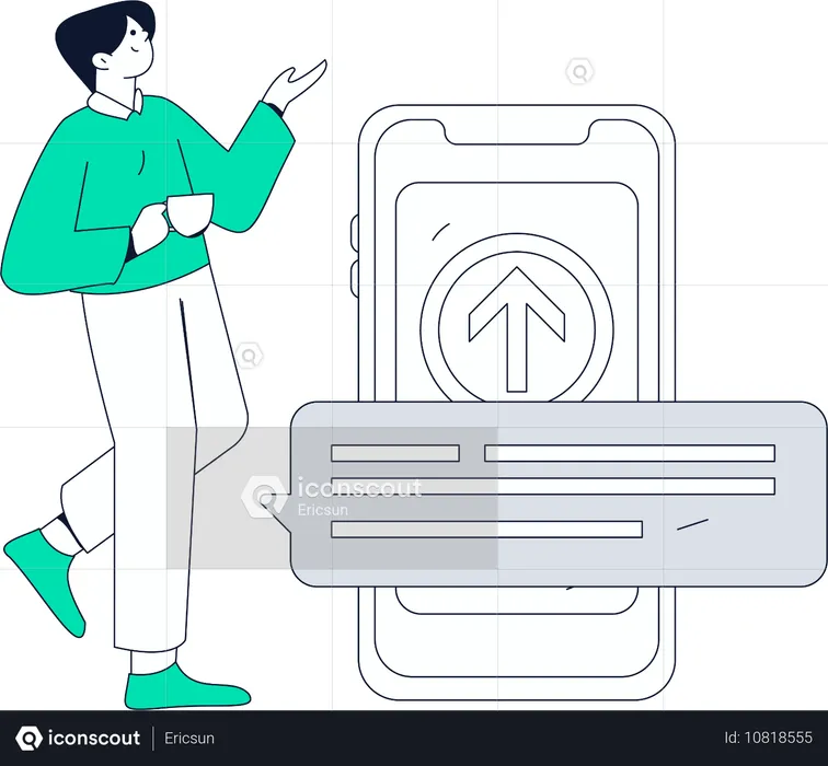 Empresario enviando mensajes en línea a sus empleados  Ilustración