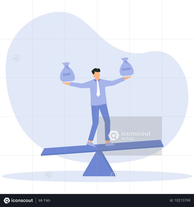 Empresário equilibra dívida e valor do empréstimo  Ilustração