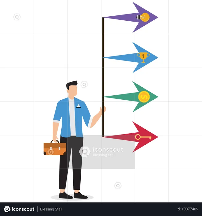 Empresário equilibrando decisões de carreira  Ilustração