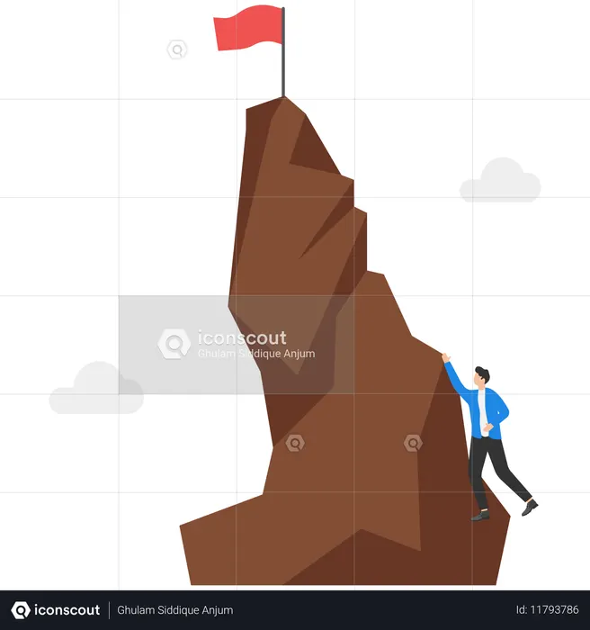 Empresário escalando montanha para alcançar sucesso  Ilustração