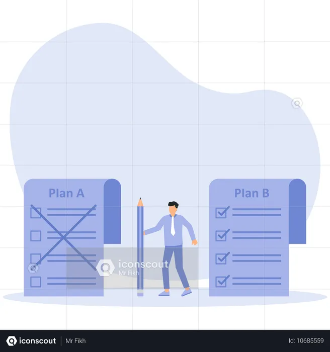 Empresário escolhe novo plano de estratégia de negócios B  Ilustração