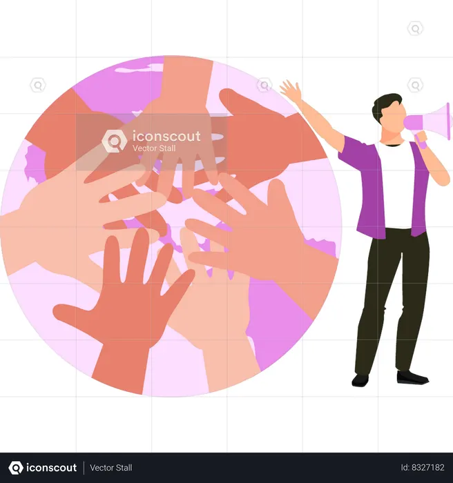 Empresário está comemorando os direitos humanos internacionais em todo o mundo  Ilustração