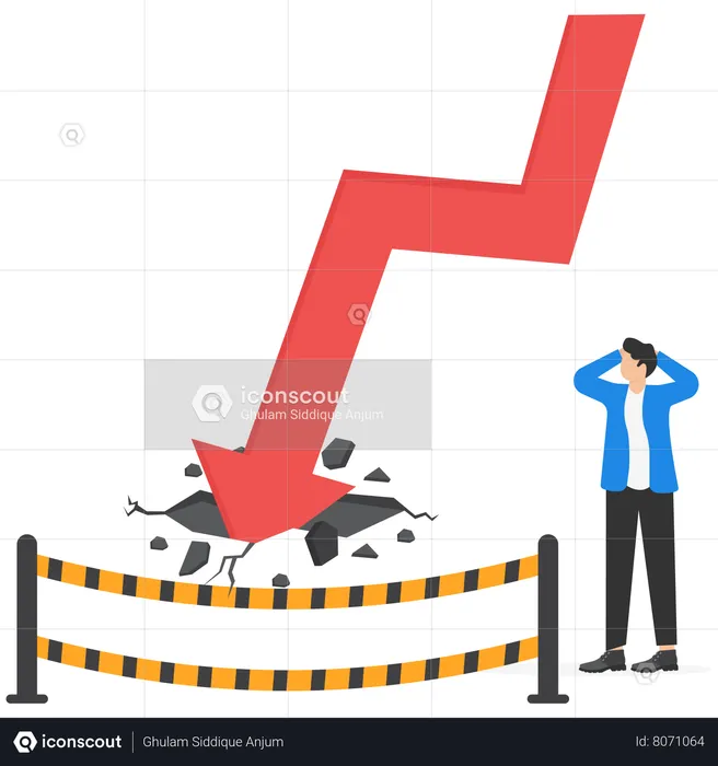 Empresário enfrenta perda total no mercado de ações ou criptomoeda  Ilustração