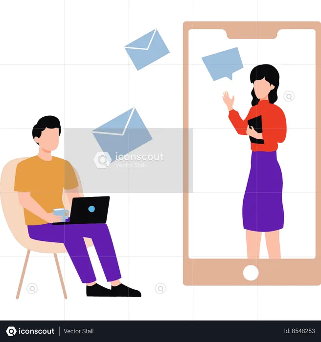 Empresário está enviando e-mails de marketing  Ilustração