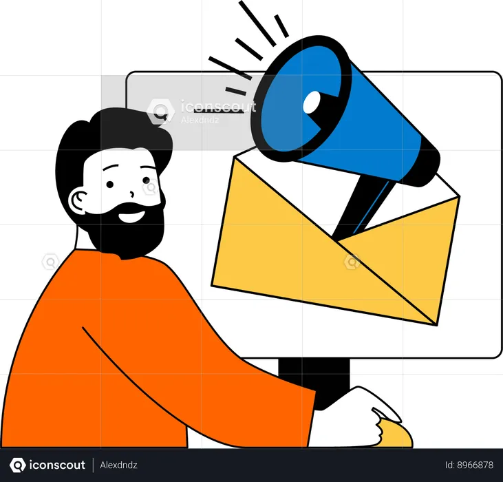 Empresário está enviando e-mails de marketing  Ilustração