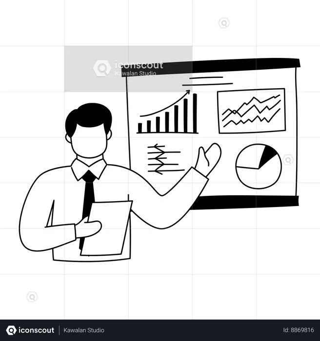 Empresário está fazendo análise de negócios  Ilustração