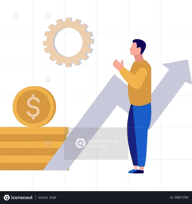 El hombre de negocios está mirando el escenario.  Ilustración