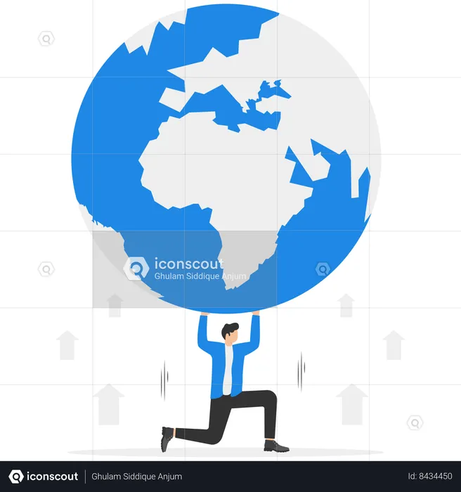 El hombre de negocios está sosteniendo el globo  Ilustración
