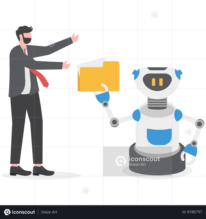 El empresario está utilizando inteligencia artificial  Ilustración