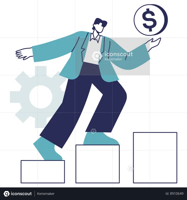 O empresário está visualizando a análise de lucro  Ilustração