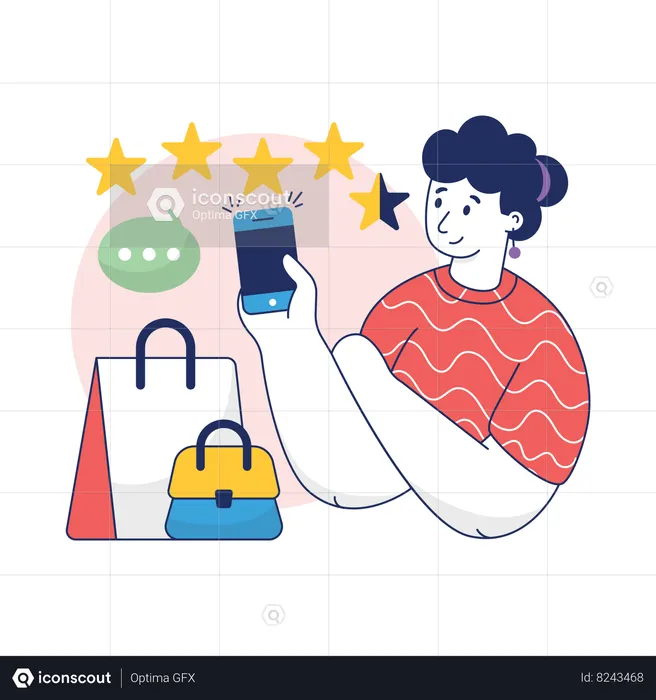 O empresário está vendo o feedback de compras  Ilustração