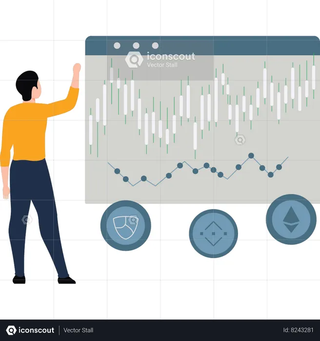 O empresário está visualizando o gráfico do mercado  Ilustração