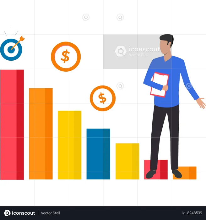 O empresário está visualizando o gráfico financeiro  Ilustração