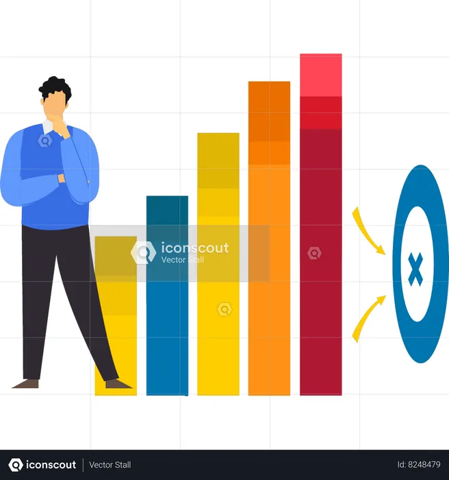 O empresário está visualizando o gráfico financeiro  Ilustração