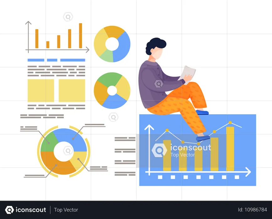 Empresário fazendo análise web  Ilustração