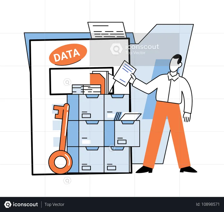 Empresário fazendo análise de dados  Illustration