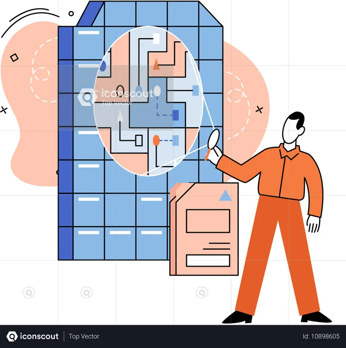 Empresário fazendo análise de dados  Ilustração