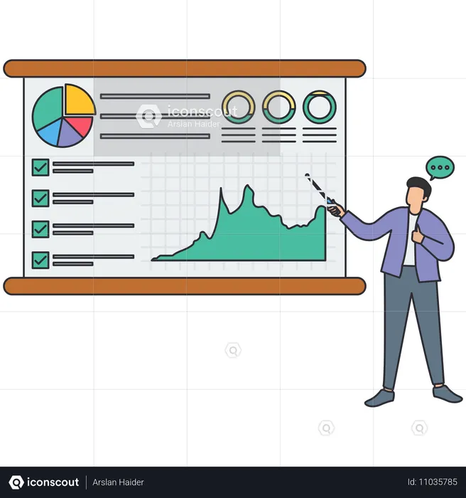 Empresário fazendo análise de mercado  Ilustração