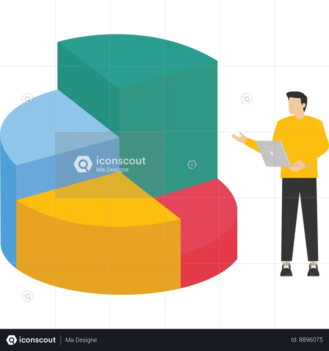 Empresário fazendo análise de negócios  Ilustração