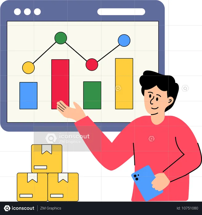 Empresário fazendo análise de vendas  Ilustração