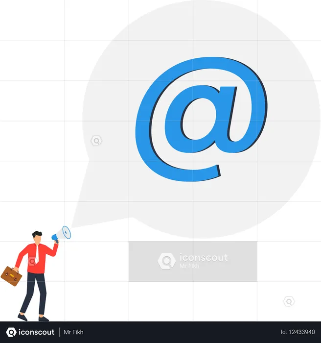 Empresário fazendo anúncio de marketing por e-mail  Ilustração