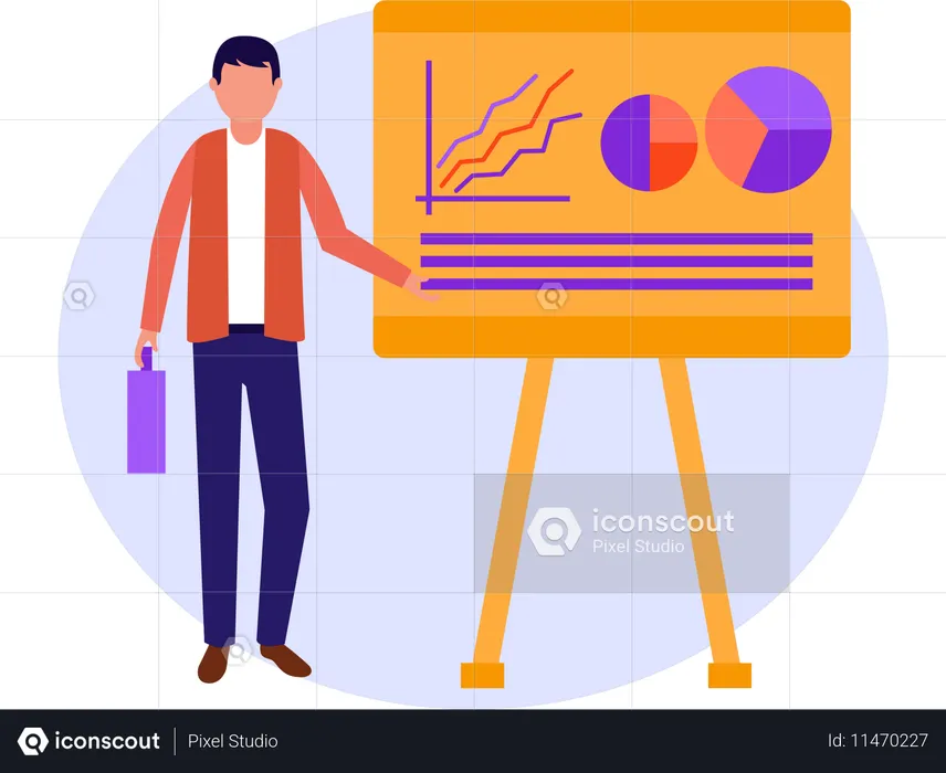 Empresário fazendo apresentação de projeto  Ilustração