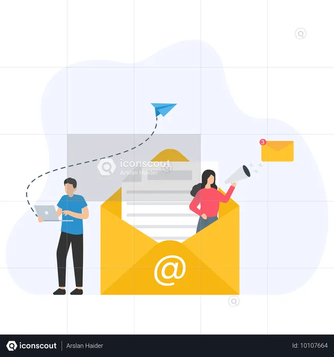 Empresário fazendo marketing por e-mail  Ilustração