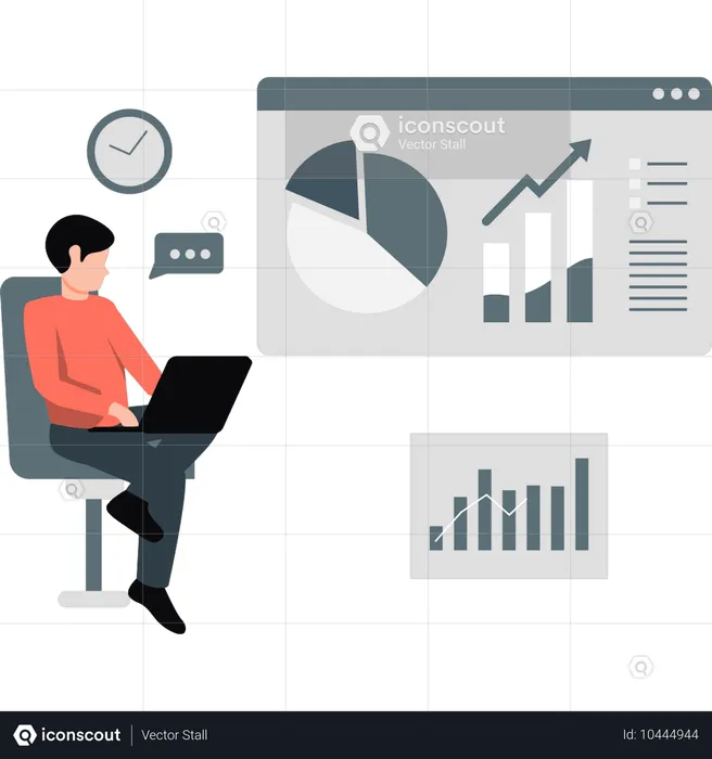 Empresário fazendo gráficos de negócios  Ilustração