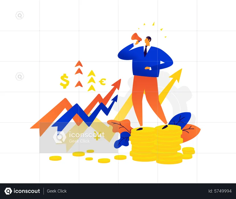 Empresário fazendo marketing de megafone  Ilustração