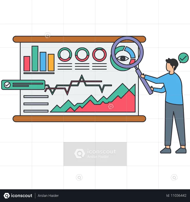 Empresário fazendo monitoramento de projeto  Ilustração