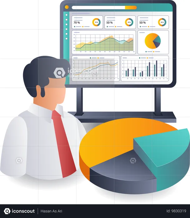 Empresário fazendo desenvolvimento de negócios  Ilustração