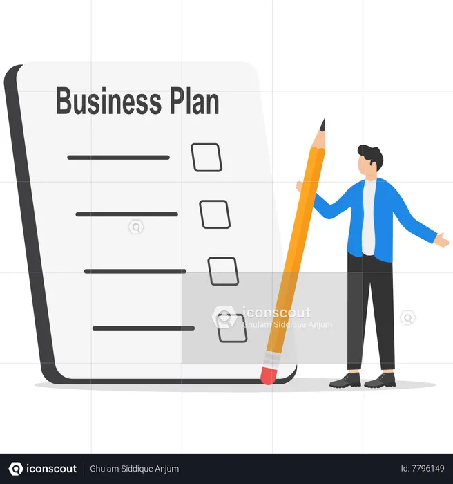 Empresário fazendo plano de negócios  Ilustração