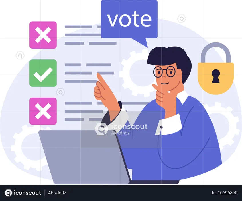 Empresário fazendo votação online  Ilustração