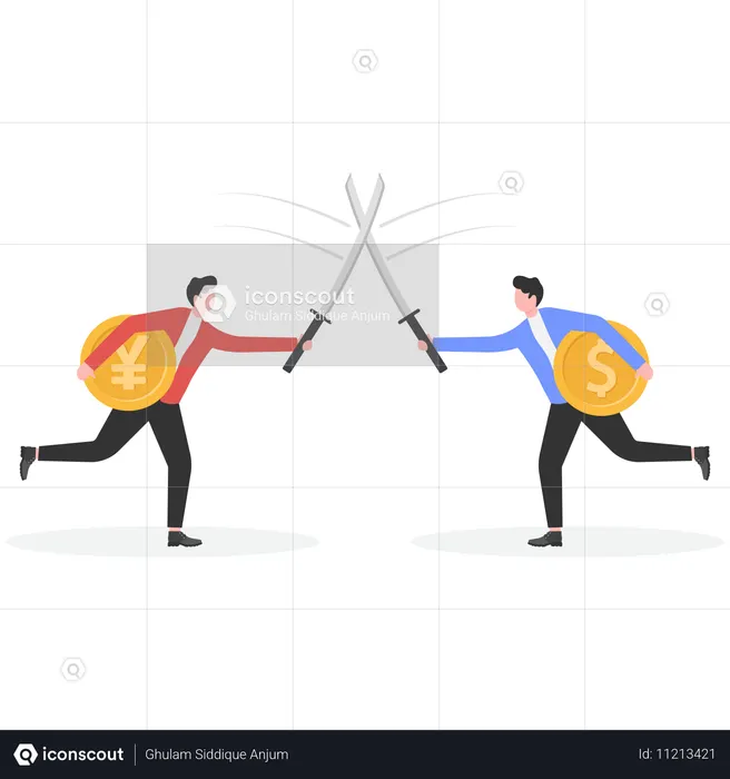 Empresario frente a la competencia empresarial  Ilustración