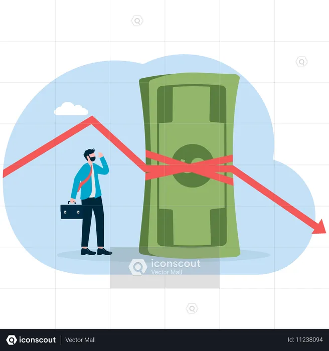 Empresario ante crisis económica  Ilustración