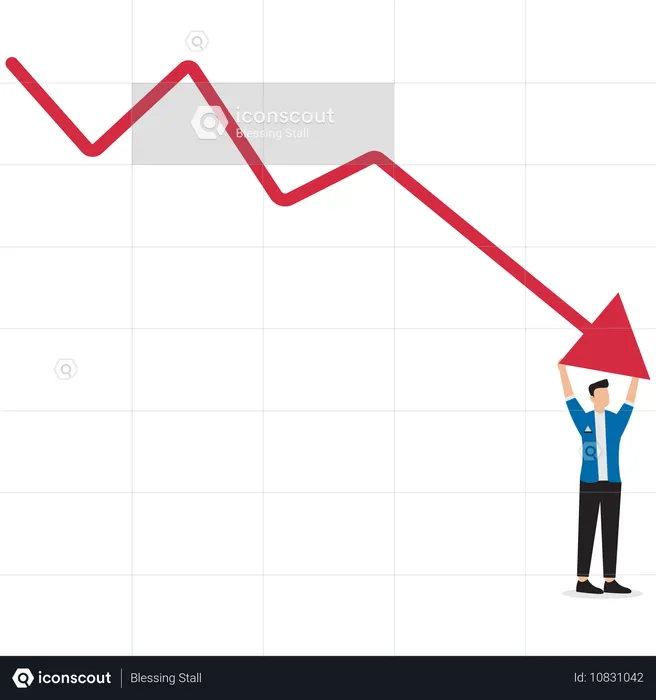 Empresario frente a la recesión económica  Ilustración