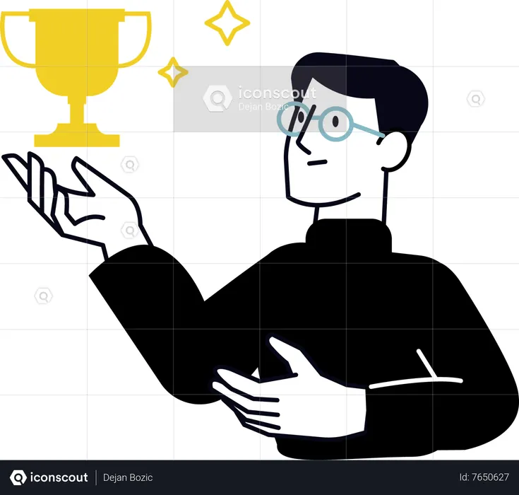 Empresário ganhando conquistas de negócios  Ilustração