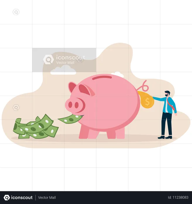 Hombre de negocios haciendo ahorro financiero  Ilustración