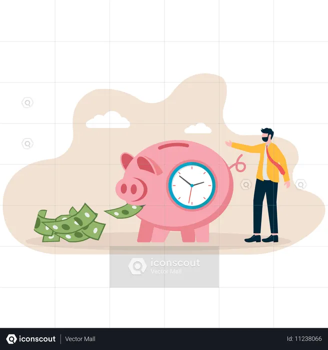 Hombre de negocios haciendo negocios ahorrando  Ilustración